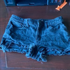 black jean shorts
